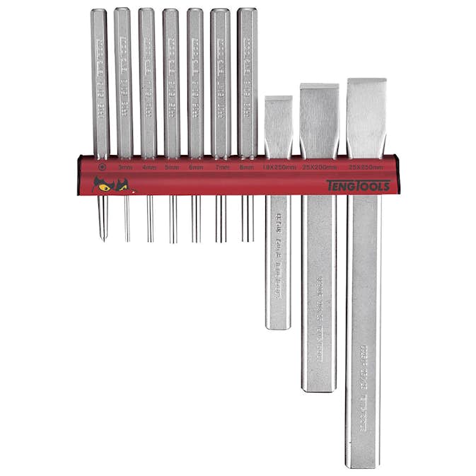 Dorn & Mejselsats Teng Tools Med Väggställ 10-Delar WRPC10
