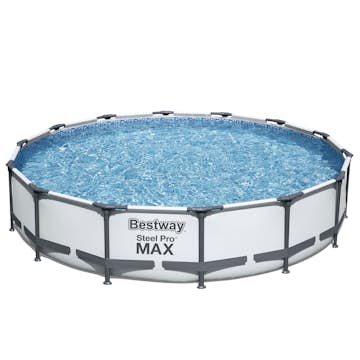 Poolpaket Bestway Steel Pro Max Ø4,3m Stålramspool Ovanmark med Filterpump