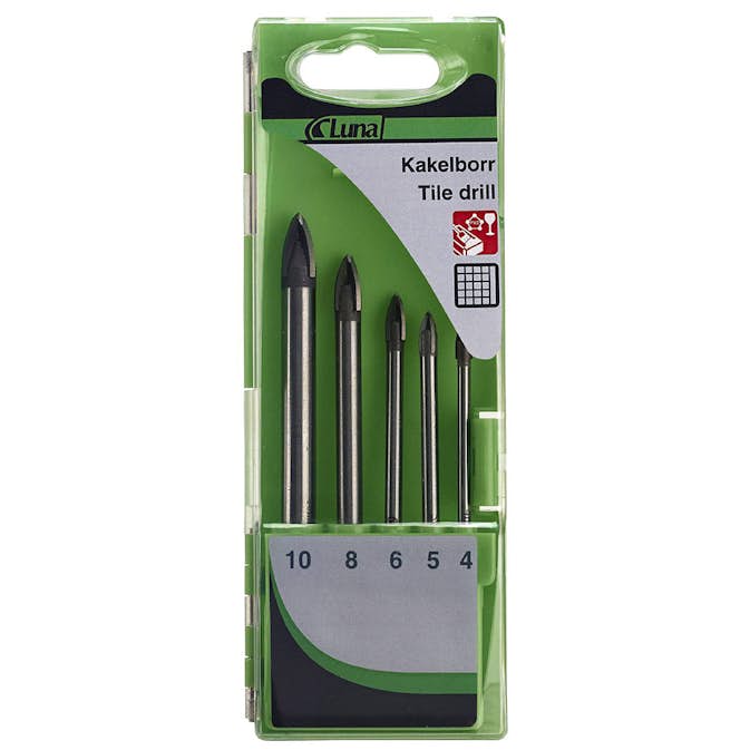 Kakelborrsats Luna Tools Med Fyrskärig Hårdmetallspets