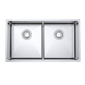 Diskho DecoSteel DI-ART 3636 Rostfri Dubbel med Korgventil & Vattenlås