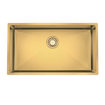 Diskho DecoSteel DI-ART GOLD 73, Enkel Diskho för Kök eller Tvättstuga, Guld, Rostfri Plåt/PVD