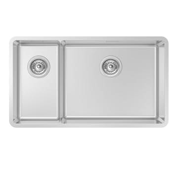 Diskho DecoSteel Extreme 2250 Rostfri Dubbel med Korgventil & Vattenlås