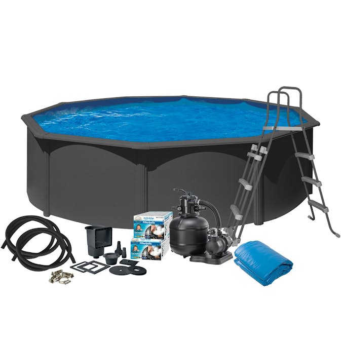 Poolpaket Swim & Fun Pool Basic 120 Rund Antracitgrå