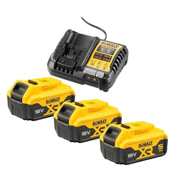 Batteripaket DeWalt DCB1104P3-QW 3x5 Ah med DCB1104 Laddare