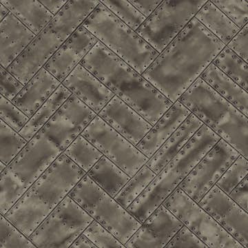 Tapet Origin Metallplåtar med Nitar i Fiskbensmönster Brun