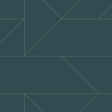 Tapet Origin Grafiska Linjer Mörkblå