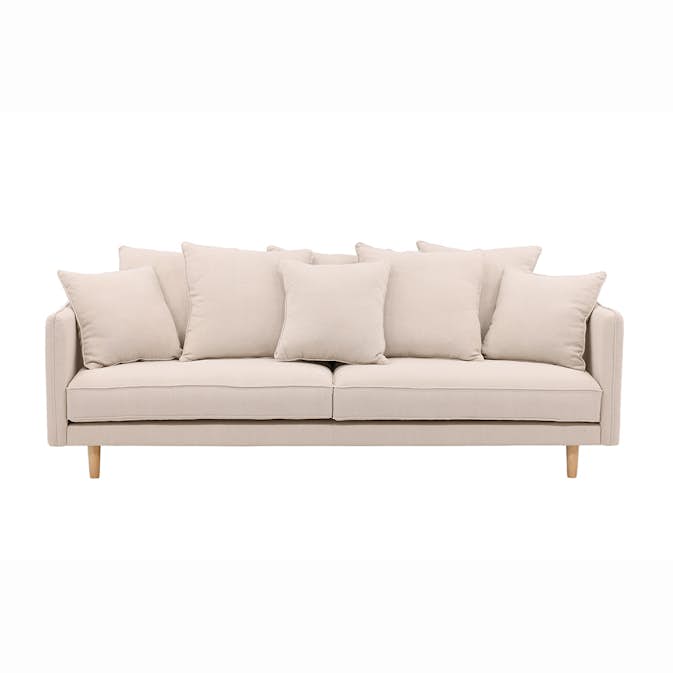 Soffa Vind Segelskären Beige 3-Sits med Tallben & Linnekuddar