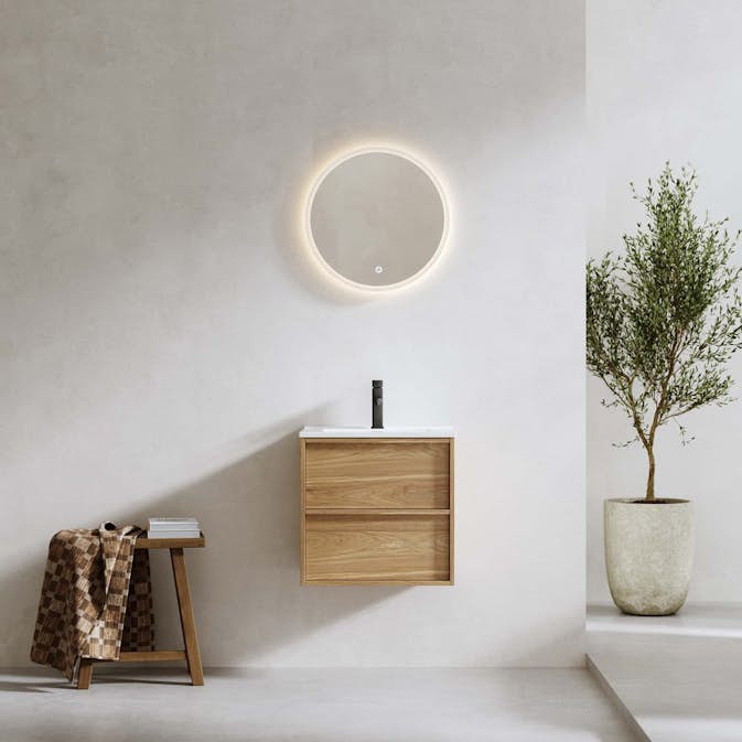 Tvättställsskåp Bathlife Charm med Tvättställ och Spegel Skina