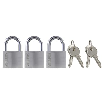 Hänglås Millers Aluminium 3-Pack