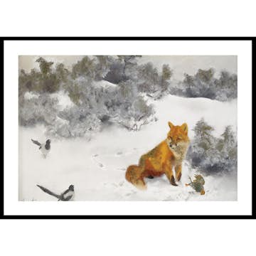 Poster Gallerix Räv i Vinterlandskap By Bruno Liljefors No2