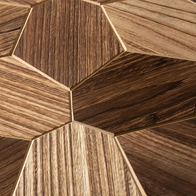 Väggpanel Emotionwood Hexagon Abachi Yakisugi