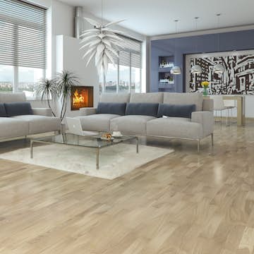 Parkettgolv Nordic Floor Ek Vit Mattlack 3-Stav