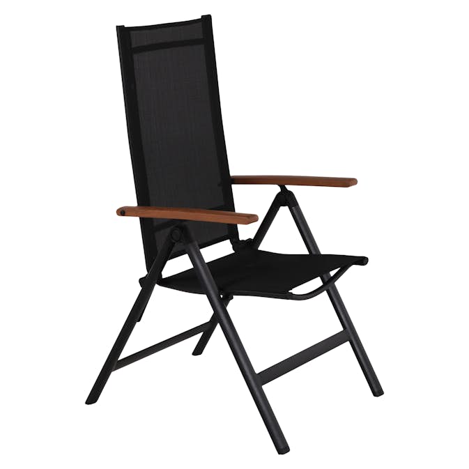 Positionsstol Outfit Svart/Teak Utomhus