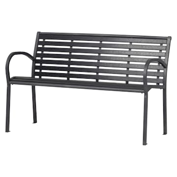 Trädgårdsbänk Outfit 124x60 cm, Bänk Utomhus i Svart Metall och Polywood