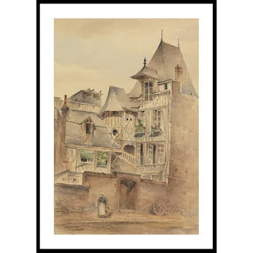 Poster Gallerix Street Scene With Medieval Houses By Arnold W. Brunner