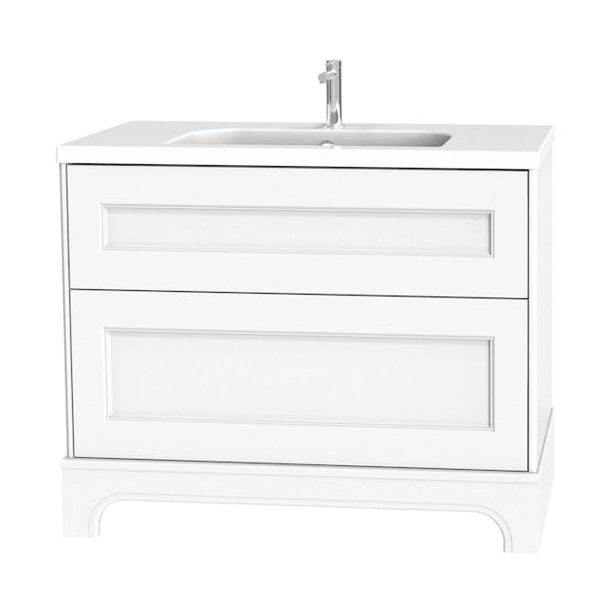 Tvättställsskåp Miller Badrum Kensington 100 med Lådor och Sockel för Heltäckande Tvättställ