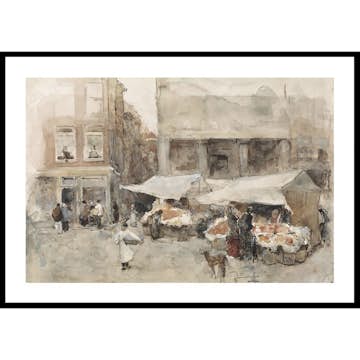 Poster Gallerix Markt Met Bloemenstalletjes By Floris Arntzenius