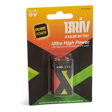 Batteri Briv 6LR61 9V 1-Pack