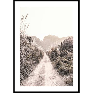 Poster Gallerix Dirt Road In Grass Fields