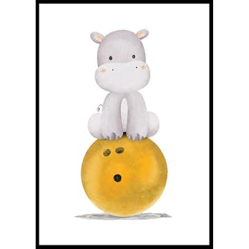 Poster Gallerix Hippo With Bowling Ball