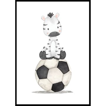 Poster Gallerix Zebra With Soccer Ball