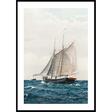 Poster Gallerix Marine Med Sejlskib Og Dampskib By Benjamin Olsen