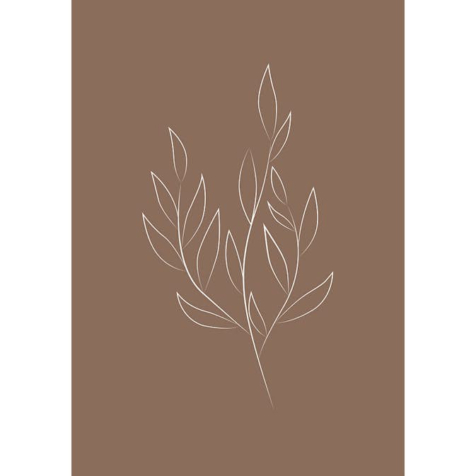 Posters Venture Home Drawed Leaf Brun