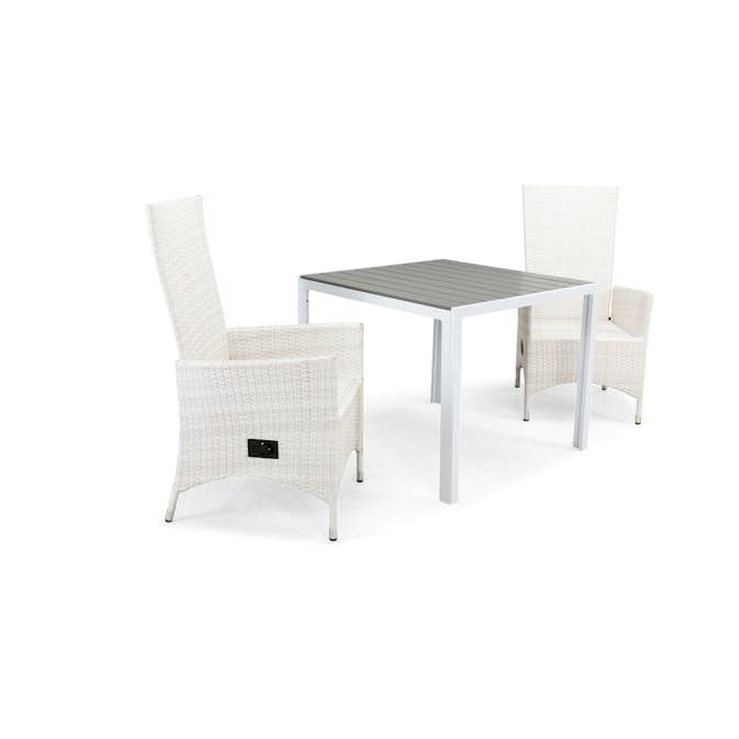 Matgrupp Utomhus Comfort Garden Tunis 90 med 2 Ställbara Utefåtöljer Jenny