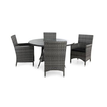 Matgrupp Comfort Garden Thor Matgrupp Utomhus Ø140 med 4 Fåtölj Lyx m Armstöd m Dyna