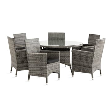 Matgrupp Comfort Garden Thor Matgrupp Utomhus Ø140 med 6 Fåtölj Lyx m Armstöd m Dyna