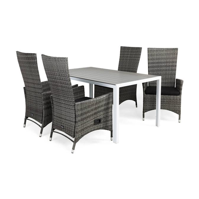 Matgrupp Comfort Garden Tunis Matgrupp Utomhus 150 med 4 Jenny Ställbar Fåtölj m Dyna