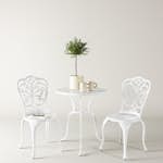 Caféset Venture Home Nandin Klassisk Cafégrupp med Runt Bord & 2 Stolar i Aluminium, Vit