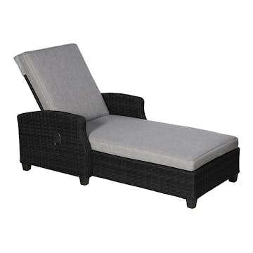 Solsäng VILA Tjörn, Bekväm och Ställbar med Dyna, Svart/Grå