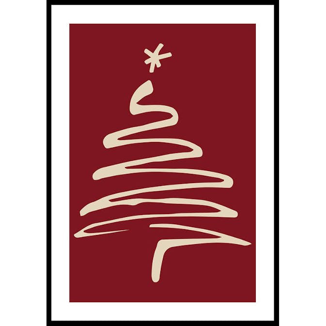 Poster Gallerix Christmas Tree Line Art R&W