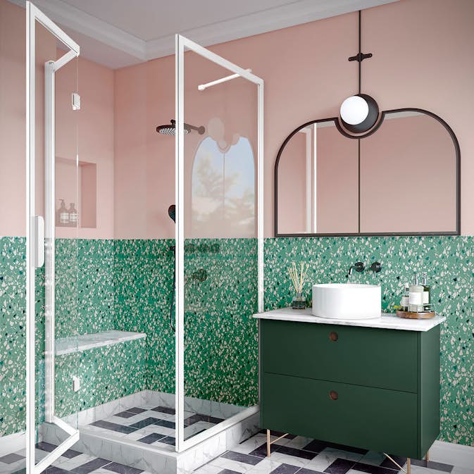 Duschhörn Hietakari Bläk 887 New York Fast Vägg och Vikbara Dörr