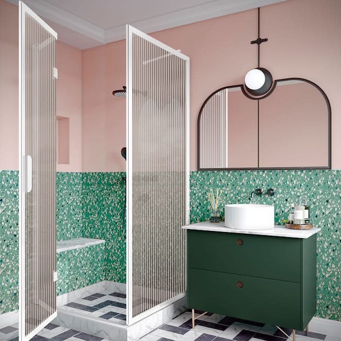 Duschhörn Hietakari Bläk 887 New York Fast Vägg och Vikbara Dörr