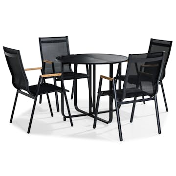 Cafégrupp Comfort Garden Flippy Rund 90 med 4 Trädgårdsstolar Las Vegas Utomhus