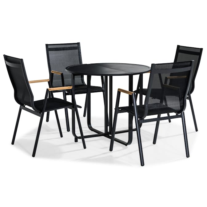 Cafégrupp Comfort Garden Flippy Rund 90 med 4 Trädgårdsstolar Las Vegas Utomhus