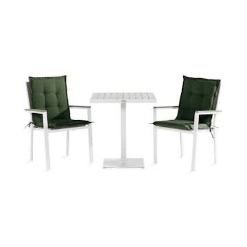 Cafégrupp Comfort Garden Tunis Caféset 70x70 med 2 Stapelstolar m Dyna