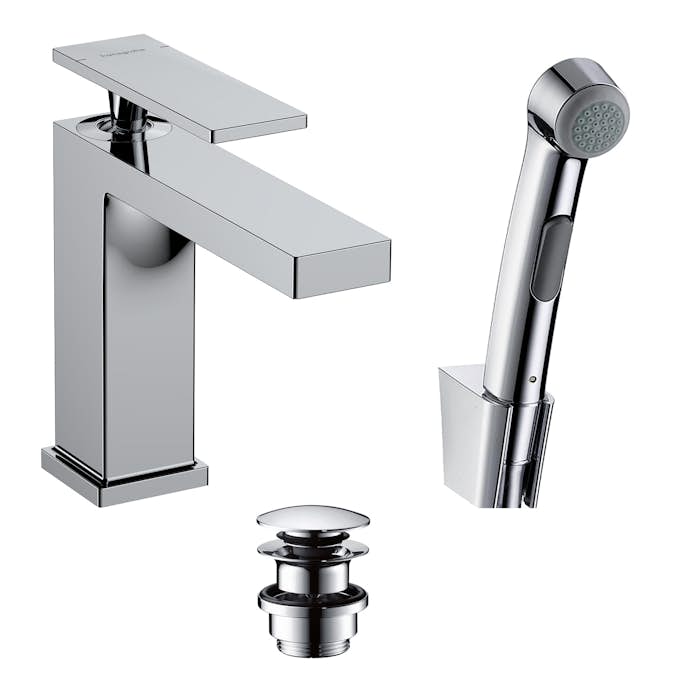 Tvättställsblandare Hansgrohe Tecturis E 110 med Bidettehanddusch och Duschslang