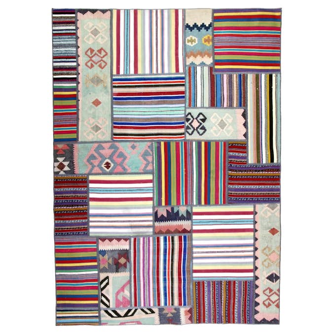 Persisk Patchworkmatta Arkiio Kelim Flerfärgad 164x232