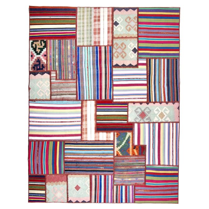 Persisk Patchworkmatta Arkiio Kelim Flerfärgad 157x206