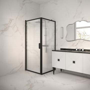 Duschhörn Hietakari Bläk 755 New York Fast Vägg och Vändbar Dörr