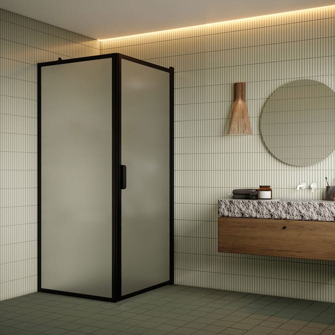 Duschhörn Hietakari Bläk 755 New York Fast Vägg och Vändbar Dörr