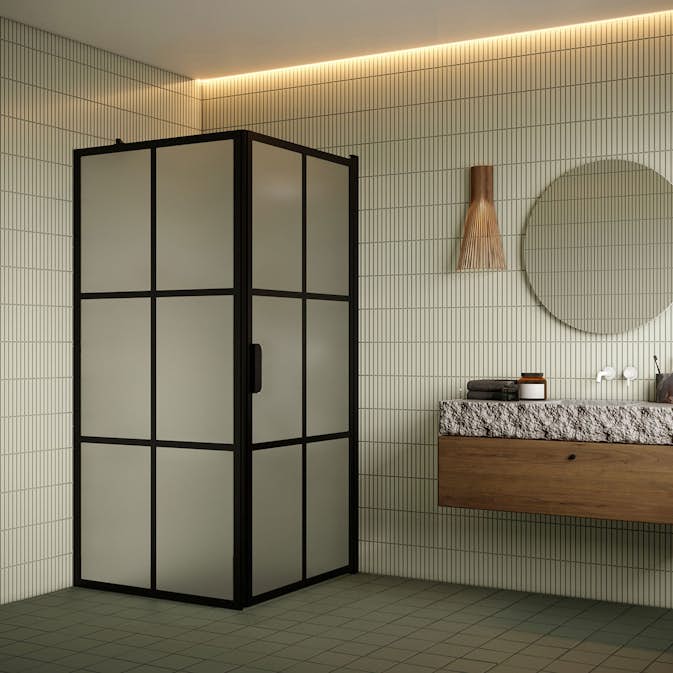 Duschhörn Hietakari Bläk 765 Paris Fast Vägg och Vändbar Dörr