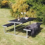 Bänkbord Hortus Loke, Svart Picknickbord i Trä med Stålram