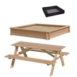 Sandlåda Nordic Play 150 X 150 cm Inkl Nät och Picknickbord