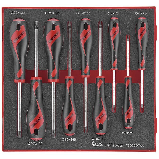 Skruvmejselsats för TX-spår 9 delar Teng Tools TED909TXN
