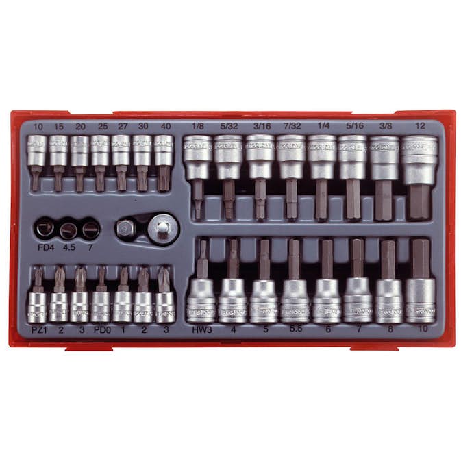 Hylsbitssats 35 delar med 1/4 tum och 3/8 tum fyrkantsfäste Teng Tools TTBS35