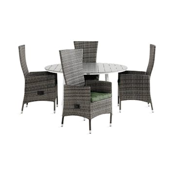 Matgrupp Comfort Garden Tunis Matgrupp Utomhus 140 Rund med 4 Jenny Fåtölj Ställbar m Dyna